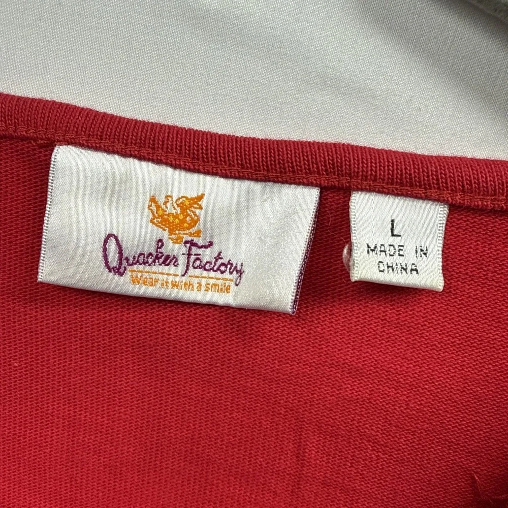 Quacker Factory Women's Top Size Large‎ Sequin Red Blue Fireworks Short Sleeve - Picture 3 of 9
